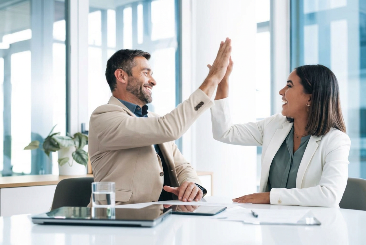 Mortgage broker meeting with real estate clients